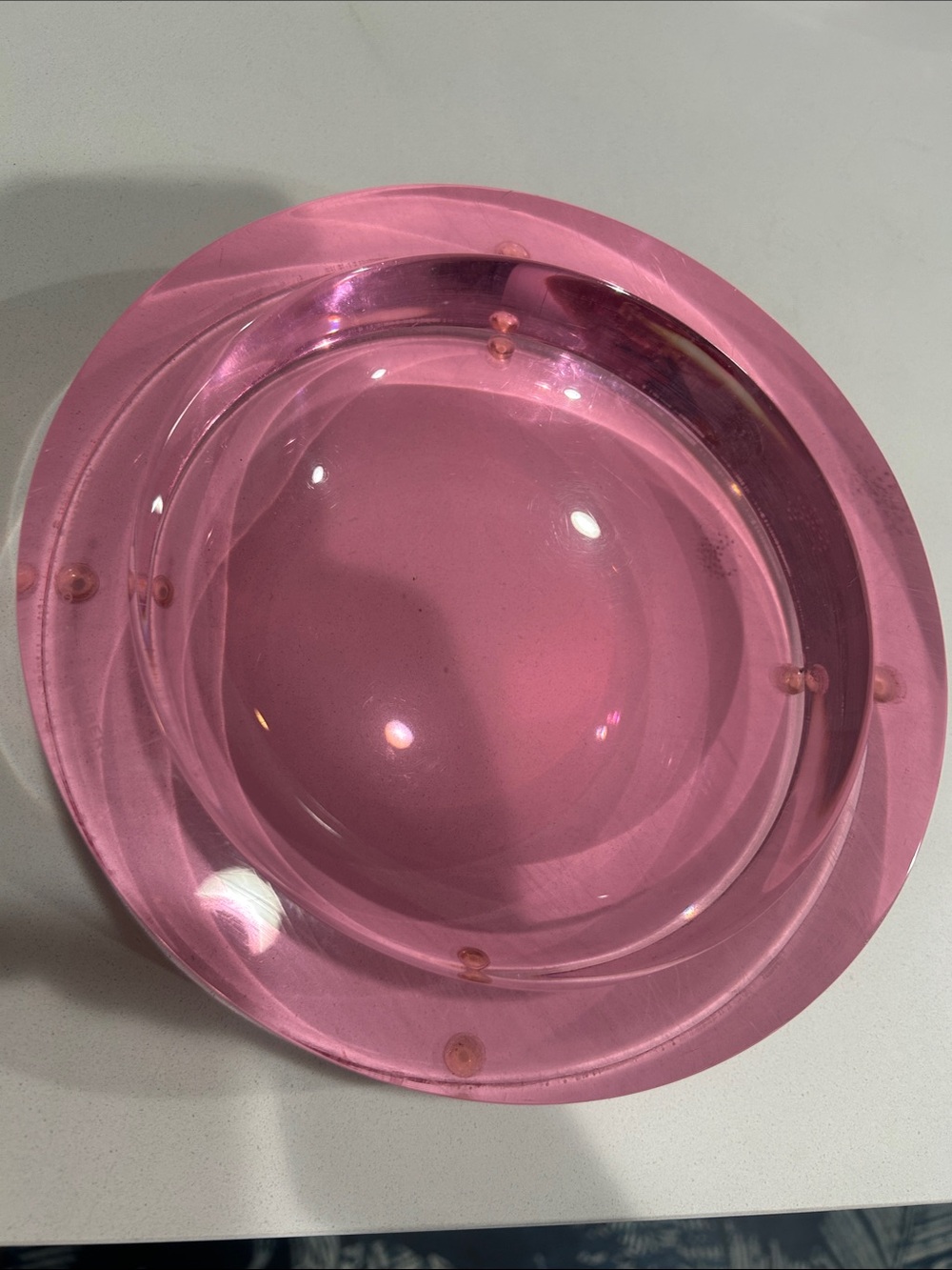 Vintage Alexandra Von Furstenberg Pink Acrylic 8” Candy Bowl